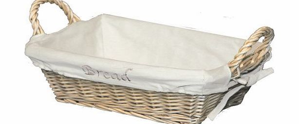 JVL Bread Basket with Rectangular Natural Lined Loop Handles