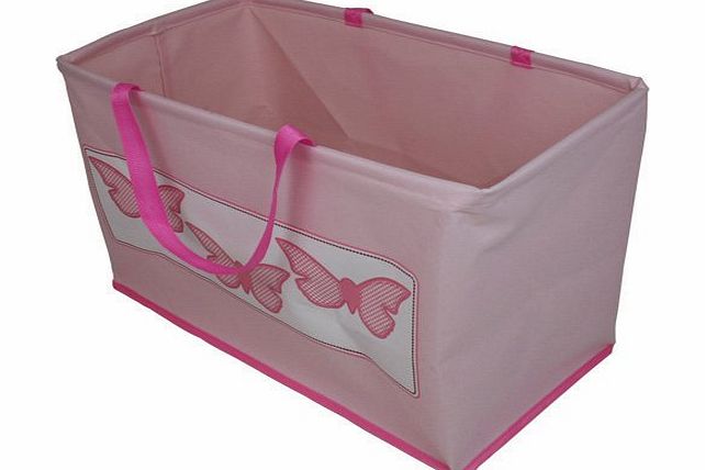 JVL Girl Child Kids Folding Toy Storage Bag with Handles Butterflies Design, Pink