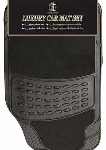 JVL Rubber and Polypropylene Fabric Luxury 4-Piece Car Mat Set