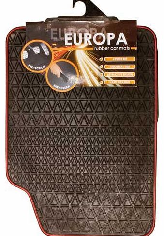 Rubber Europa Car Mat Set with Red Trims (4 Pieces)