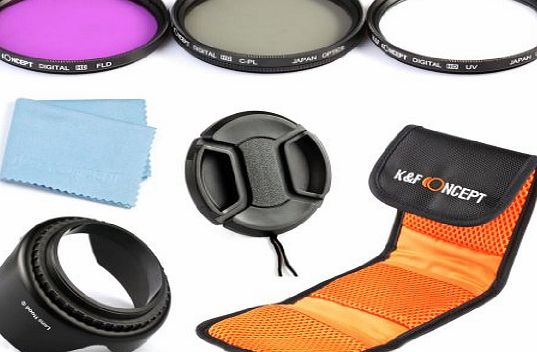 62mm UV CPL FLD Lens Accessory Filter Kit UV Protector Circular Polarizing Filter for Sigma Tamron Sony Alpha A57 A77 A65 DSLR Cameras + Microfiber Lens Cleaning Cloth + Lens Hood + Cl