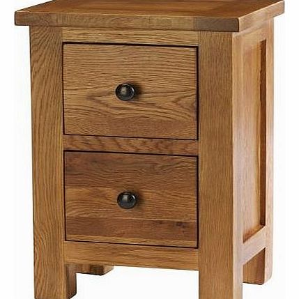 Caterham Oak 2-Drawer Bedside Cabinet with Lacquer Finish, Brown