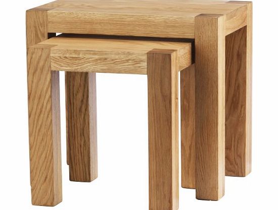 K.Interiors Collection Chester Oak Tables with Matt Lacquer Finish, Nest of 2, Brown