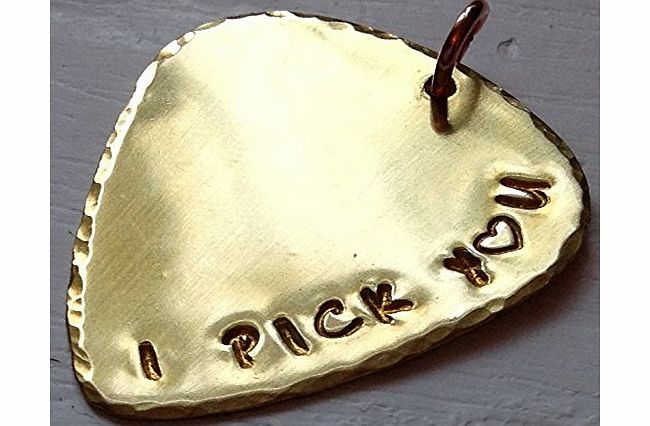 K9Aroma I Pick You Heart Shaped Personalised Copper Hand Stamped Guitar Plectrum / Pick (Pendant / Necklace)