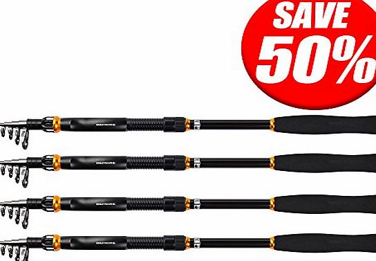 KastKing BlackHawk Telescopic Fishing Rods - Travel Spinning Fishing Rods fro Freshwater and Saltwater - 2015 ICAST Award Winning Manufacturer -[UP TO 60 OFF! Holiday Sale] (BlackHawk Rod, 510)