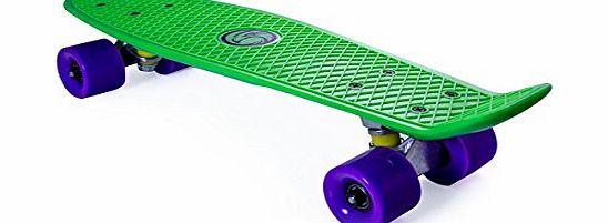KCT Retro Skateboard - Green Deck / Purple wheels