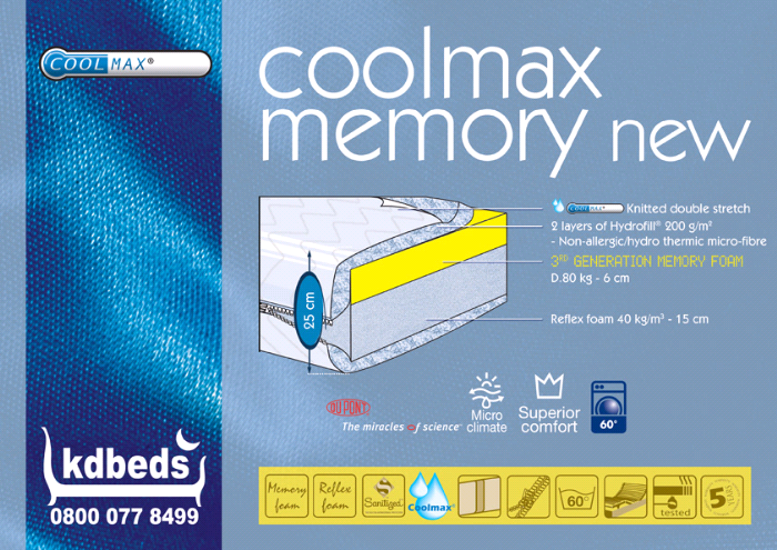 KD Beds Coolmax Memory 4ft 6 Double Mattress