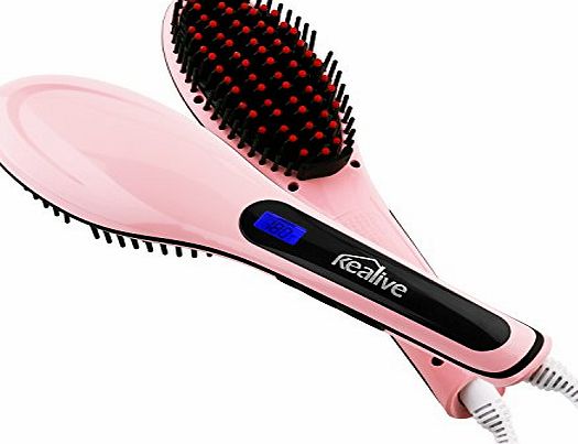 Kealive Hair Straightener Brush Electric Straightening Brush Temperature Control With LCD Temperature Display Anion Hair Care, Anti-Static Ceramic Heating, Anti Scald, Zero Damage, Detangling Hair Com