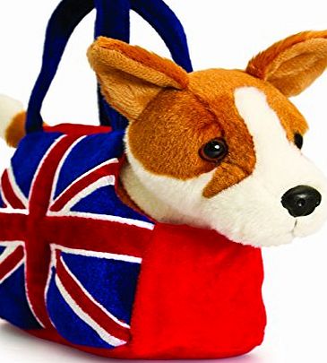 Keel Toys corgi with union jack carry bag 25cm