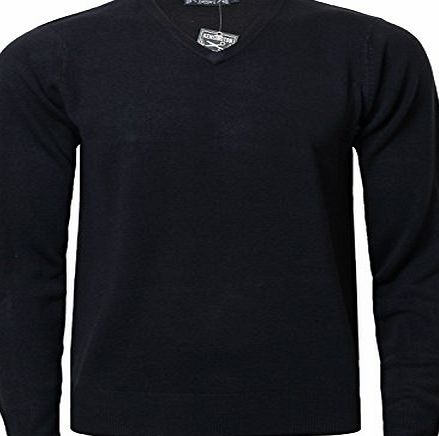 Kensington Mens Jumper Kensington 1A2821 Soft Fashion V-Neck Sweater Knitwear Pullover, Dark Navy, Large