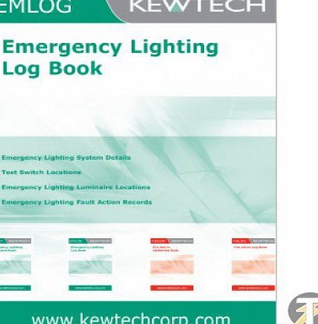 Kewtech 36 Page Emergency Lighting Log Book (Service, Fault Action, Staff Training, Fire Officer Visit, Daily/Monthly Test Records 