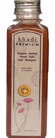 Khadi Premium Organic Herbal Neem (Azadirachta indica) Tulsi (Basil) Shampoo 250ml / 8.45 fl.oz. with Honey amp; Aloe Vera Anti Dandruff Action *Ship from UK