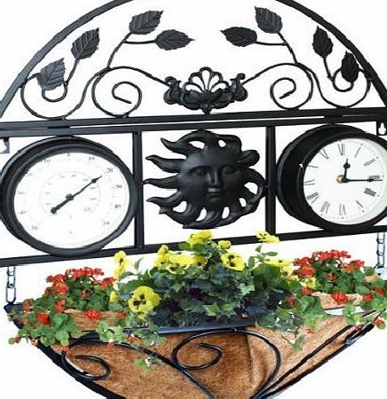 Kingfisher GCTC Decorative Wall Planter with Clock and Thermometer - Multi-Colour