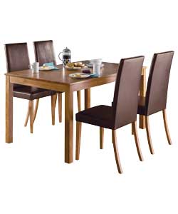 Oak Dining Table and 4 Chocolate Chairs