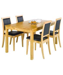Oak Dining Table and 4 Texas Black Chairs