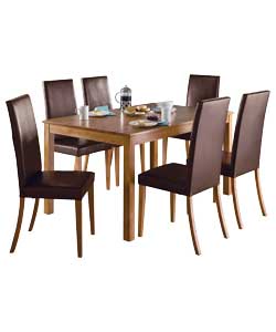Kingston Oak Dining Table and 6 Chocolate Chairs