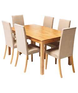 Kingston Oak Dining Table and 6 Mink Leather