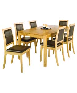 Oak Dining Table with 6 Texas Brown
