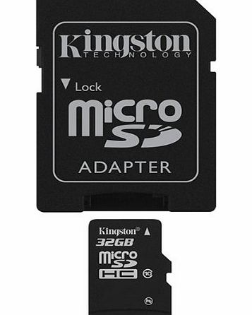 Kingston Technology 32 GB microSDHC Class 10 Flash Card with SD card adapter