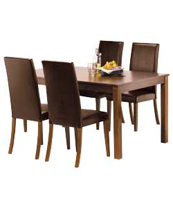 Kingston Walnut Dining Table and 4 Chocolate