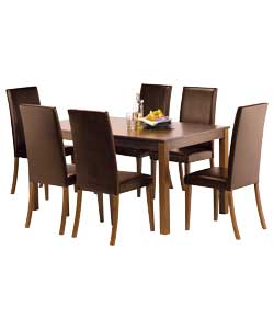 Kingston Walnut Dining Table and 6 Chocolate