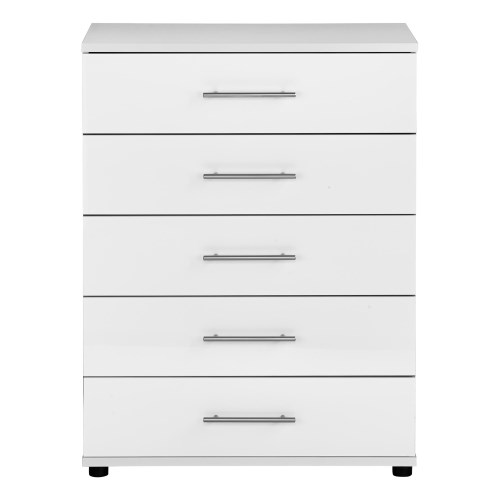5 Drawer Chest In High-Gloss White