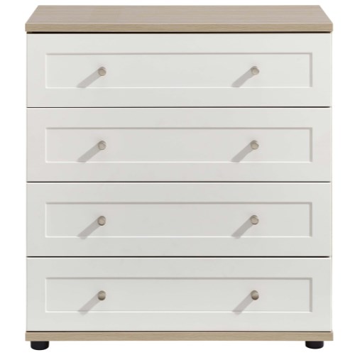 Classic 4 Drawer Chest In White and Oak