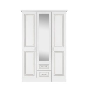 Kingstown Laysan White 3 Door 2 Drawer Mirror Wardrobe