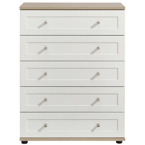KINGSTOWN Modern 5 Drawer Chest In White and