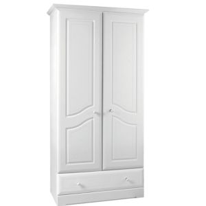 Kingstown Rocco White 2 Door 1 Drawer Wardrobe