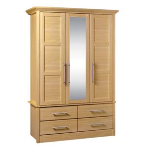 Kingstown Skye Oak 3 Door 4 Drawer Mirror Wardrobe