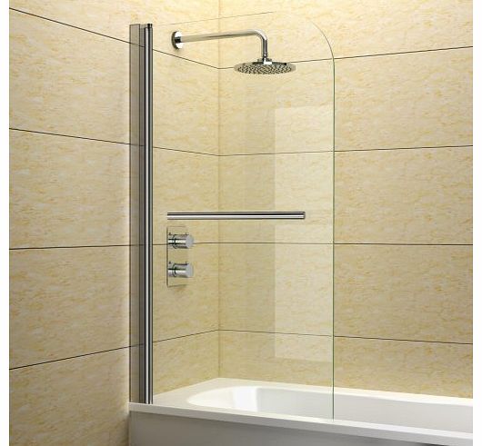 Kirby Sebastian 800 x 1400 mm Luxury Bath Shower Glass Bathroom Screen with Chrome Towel Rail
