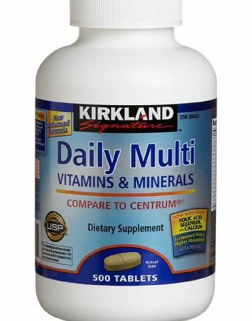 Kirkland Signature Daily Multi Vitamins amp; Minerals Tablets, 500-Count Bottle