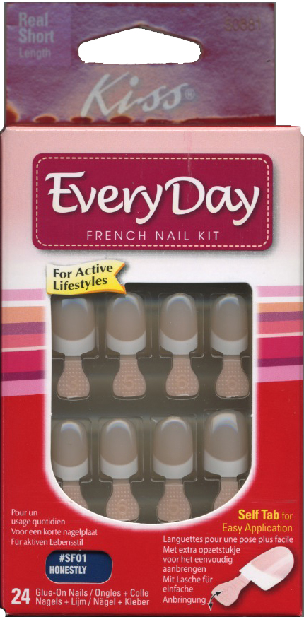 Kiss EveryDay French Nail Kit 24 Glue-on Nails
