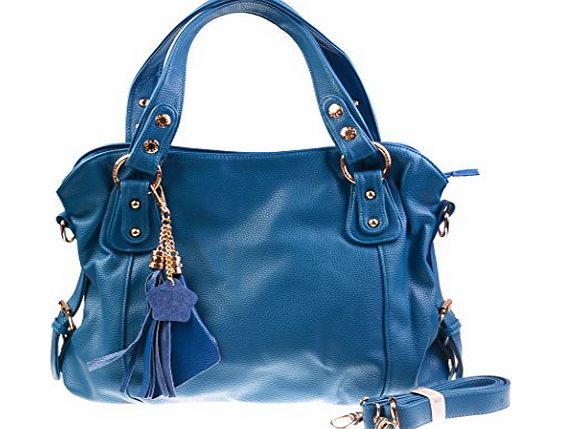 KISS GOLD Womens Premium Leather Top Handle Bag Handbag CrossBody Bag (Skyblue)