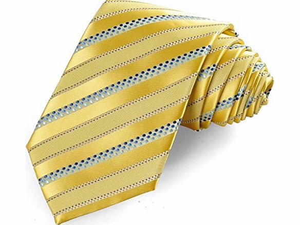 Kissties Tulip Yellow Golden Blue Dotted Striped Mens Tie Wedding Party Prom Gift