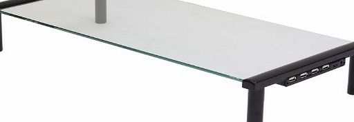 Kit Glass Laptop and PC Monitor Stand with USB Hubs, Black