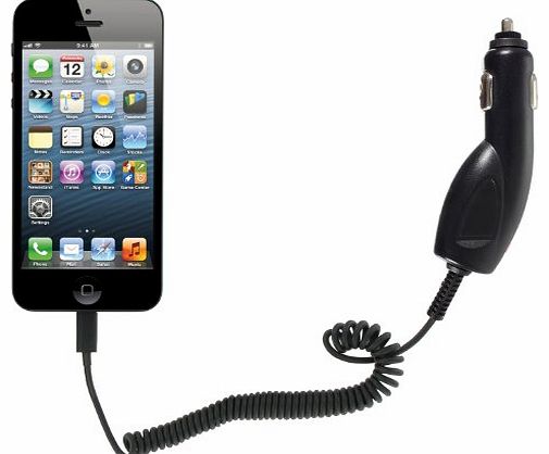 Kit MFI Apple Approved 2.1 Amp In-Car Charger with Lightning Connector for iPhone 5/5S/5C and iPhone 6/6 Plus, iPad 4th Generation/Air/Mini, iPod Nano 7th Generation and iPod Touch 5th Generation, Bla
