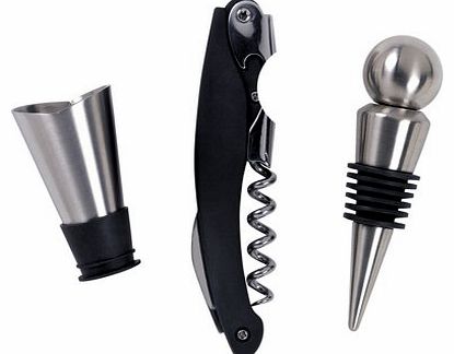Kitchen Craft Bar Craft Deluxe Wine Gift Set, Stainless Steel, 3 Piece
