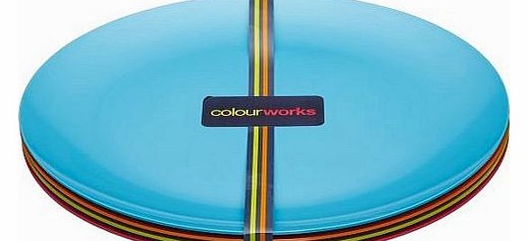 Kitchen Craft Colourworks Melamine Dinner Plates, 28cm, Set of 4