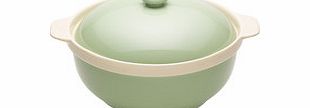 Kitchencraft Green ceramic casserole pot with lid