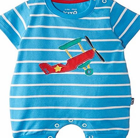 Kite Baby-Boys Biggles Striped Round Collar Short Sleeve Romper, Blue, 18-24 months