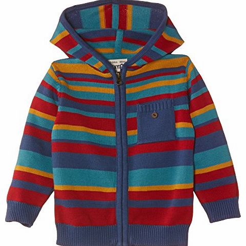 Baby Boys Stripy Knitted Striped Long Sleevegan, Multicoloured, 12-18 Months