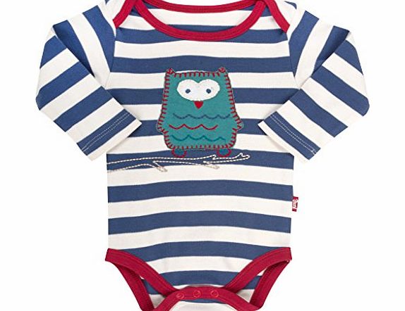 Kite Baby Boys Stripy Owl Long Sleeve Sleepsuit, Blue (Navy), 3-6 Months