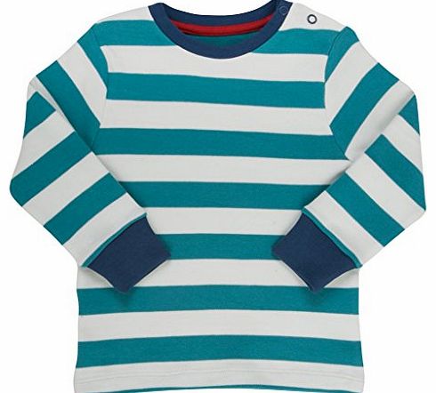 Baby Boys Stripy Striped Long Sleeve T-Shirt, Blue (Teal/Cream), 6-12 Months