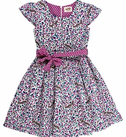 Kite Girls Squirrel Print Party Short Sleeve Dress, Multicoloured, 3 Years