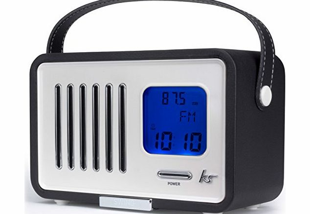 Kitsound  Swing Portable FM Radio with Alarm Clock - Black