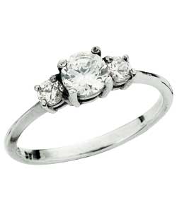 KitSound Sterling Silver Cubic Zirconia 3 Stone Ring