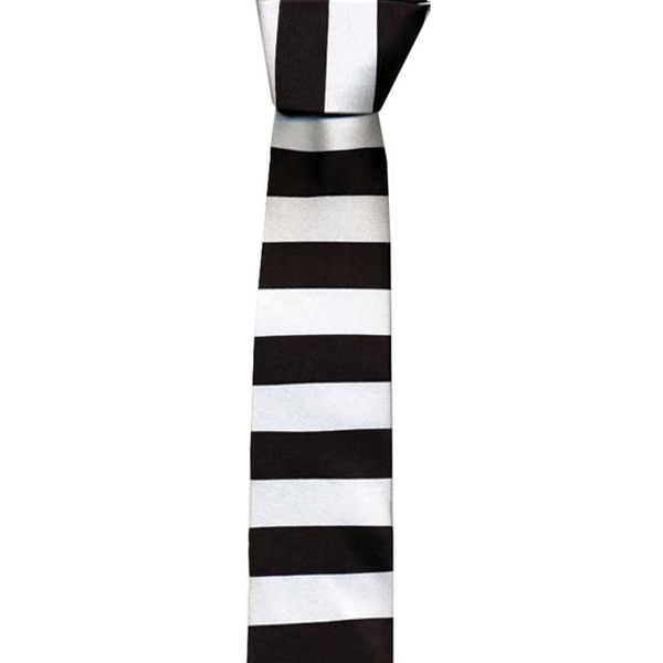 KJ Beckett Black / White Horizontal Stripe Skinny Tie by