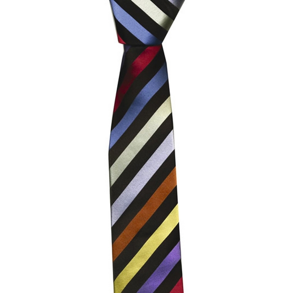 KJ Beckett Black Multi Stripe Skinny Tie by